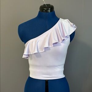 One-Shoulder Ruffle Top in Light Purple